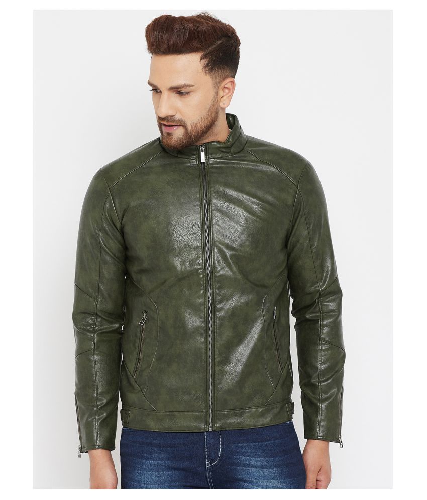 Crimsoune Club Green Leather Jacket - Buy Crimsoune Club Green Leather ...