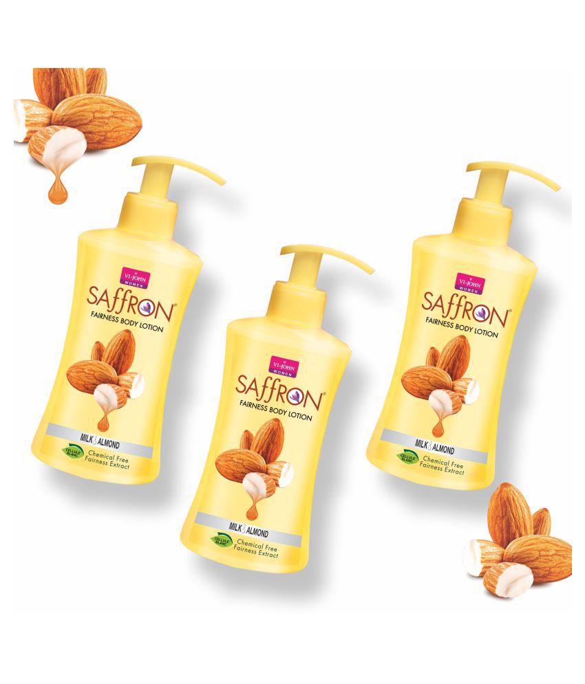     			VIJOHN Saffron Milk Almond Fairness Chemical Free Body Lotion 250ml Each  Pack of 3