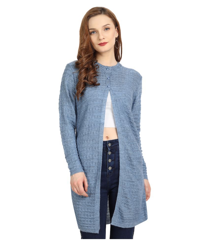     			Clapton Acrylic Blue Buttoned Cardigans -