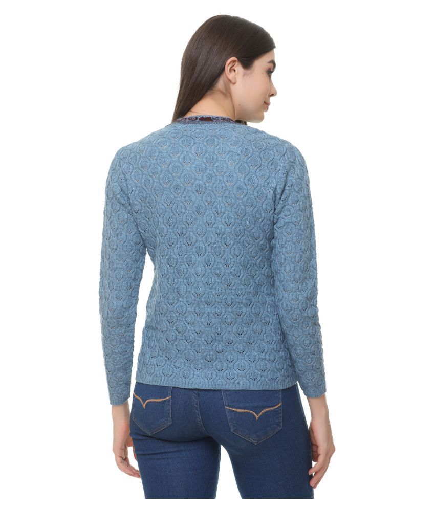     			Clapton Acrylic Blue Buttoned Cardigans -