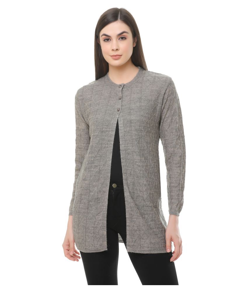     			Clapton Acrylic Grey Buttoned Cardigans -