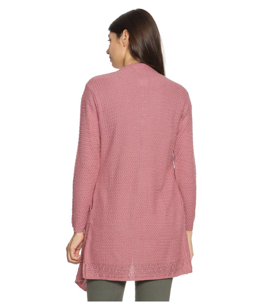     			Clapton Acrylic Pink Buttoned Cardigans -