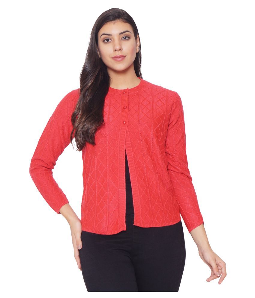     			Clapton Acrylic Red Buttoned Cardigans -