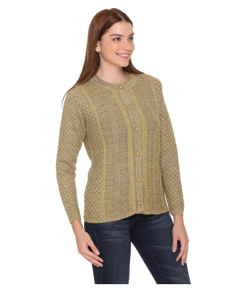     			Clapton Acrylic Yellow Buttoned Cardigans -