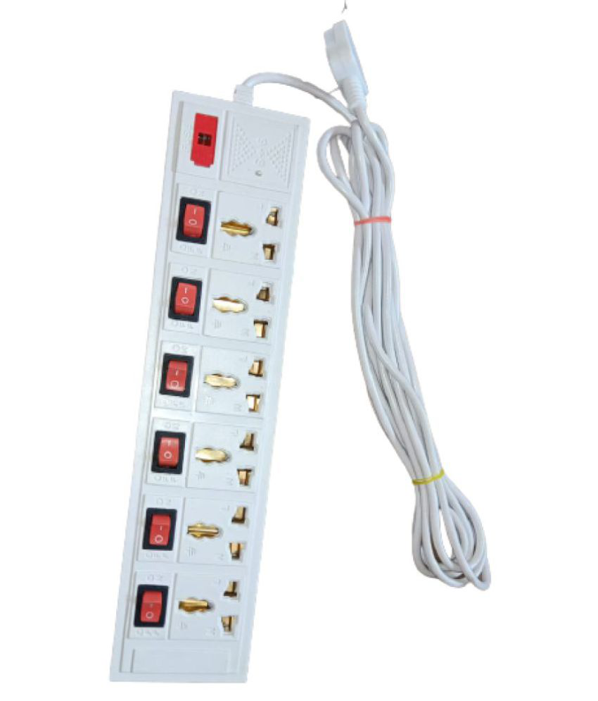     			MS LED LIGHT TRADERS 6 Socket Extension Board Power Strip Multi Plug With 2 mtr wire Length