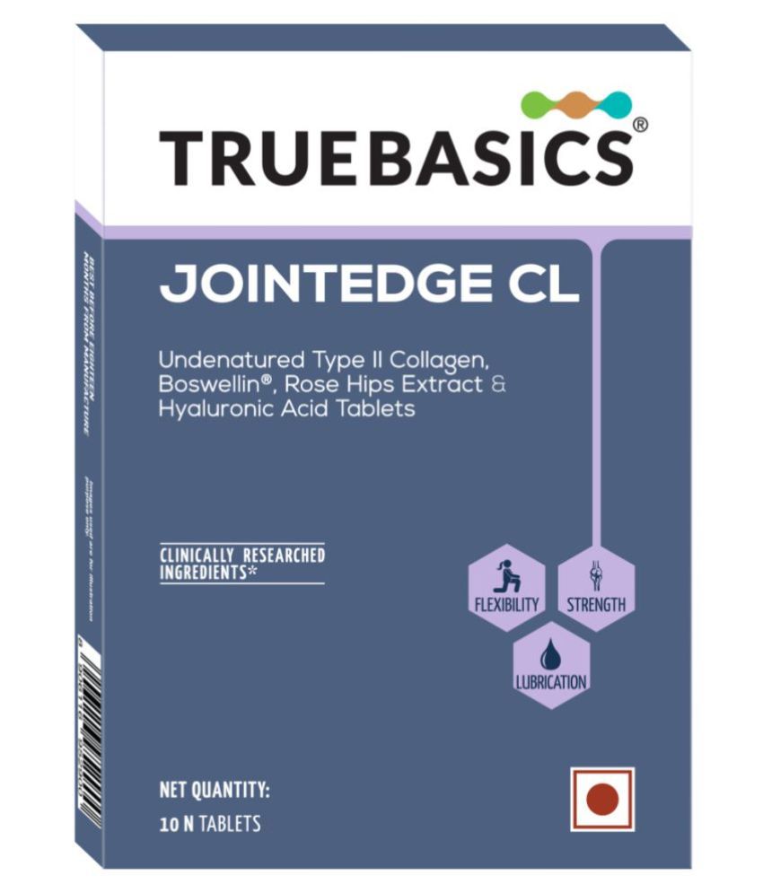 TrueBasics Jointedge CL, Joint Support Supplement, Contains Collagen Type 2, Boswellin, Rosehip Extract & Hyaluronic Acid, For Joint Pain Relief, Joint Flexibility & Mobility, 10 Tablets