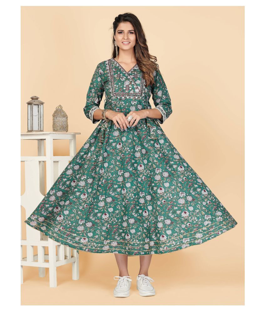     			Vbuyz Blue Cotton Anarkali Kurti - Single