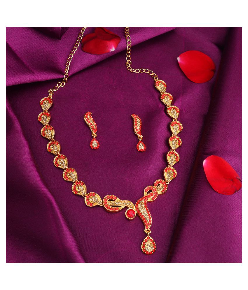     			Sukkhi Alloy Red Traditional Necklaces Set Collar