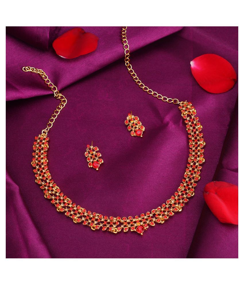     			Sukkhi Alloy Red Traditional Necklaces Set Collar