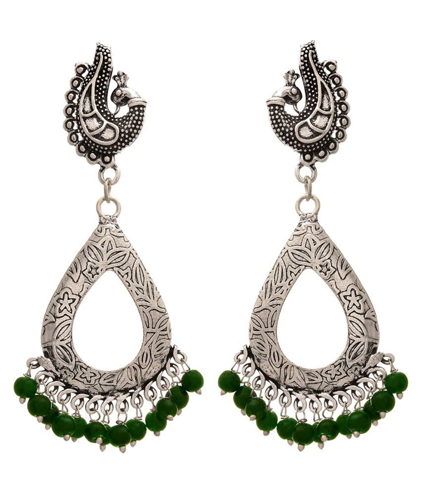 Traditional Ethnic Handmade German Silver Plated Oxidised Peacock Designer Earring For Women & Girls.