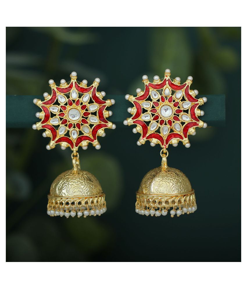     			Sukkhi Graceful Kundan Gold Plated Pearl Meenakari Jhumki Earring for Women