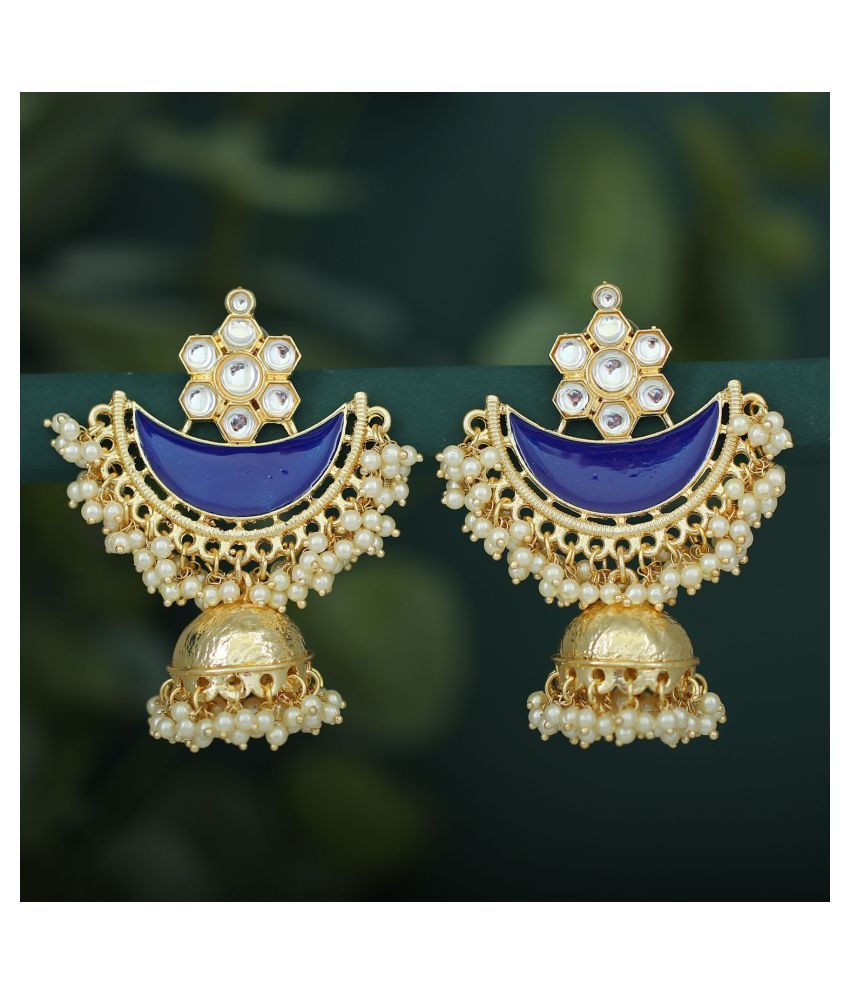     			Sukkhi Ravishing Pearl Gold Plated Kundan Meenakari Jhumki Earring For Women