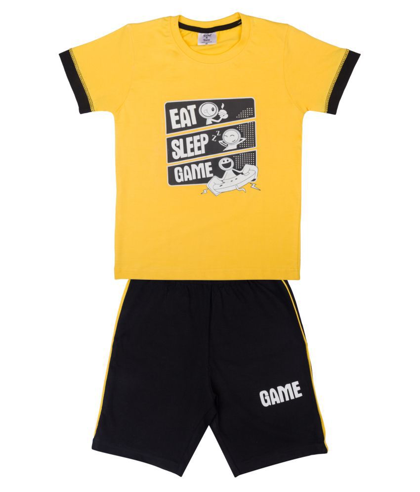    			Todd N Teen - Yellow Cotton Boy's T-Shirt & Shorts ( Pack of 1 )