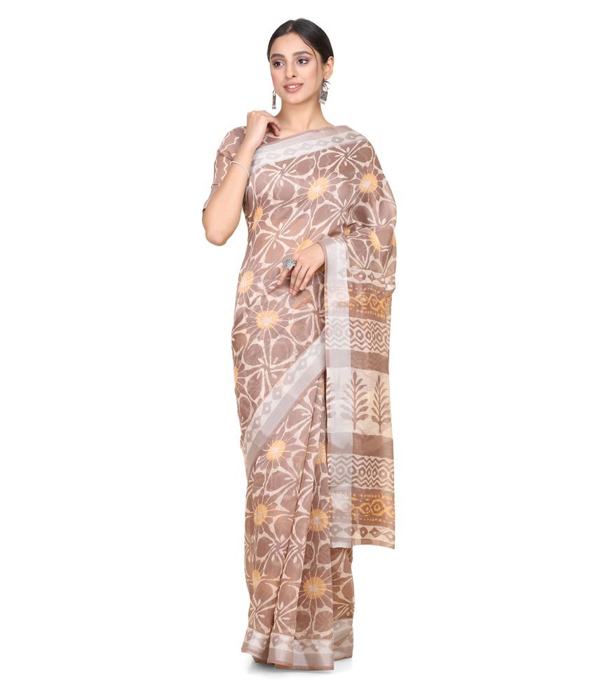     			Aarrah Brown Silk Blend Saree - Single