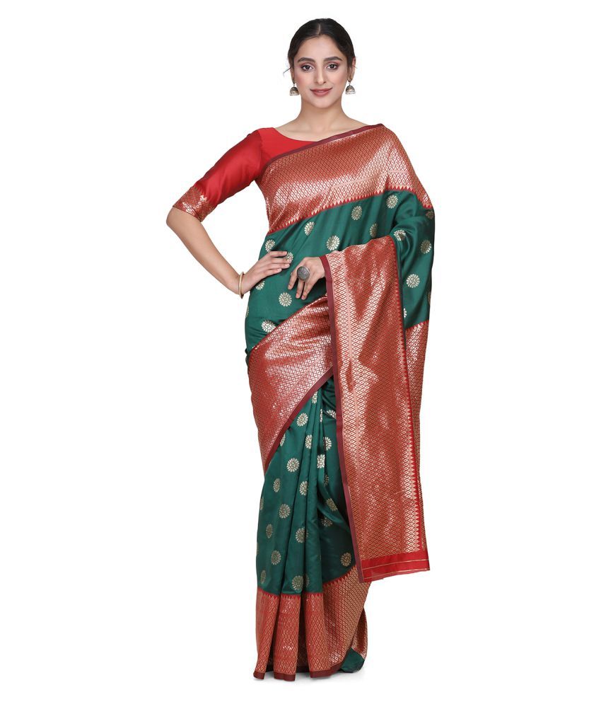     			Aarrah Green Silk Blend Saree - Single