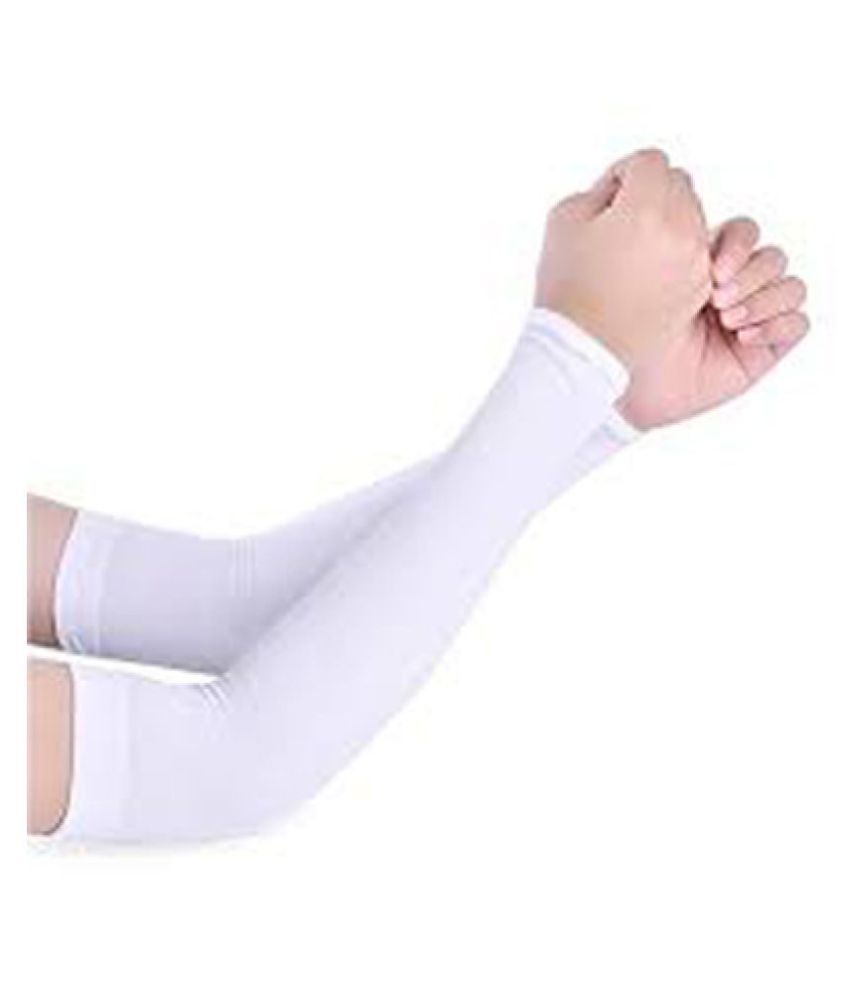     			EmmEmm 2 Pcs Ultra Thin White Cool Arm Sleeves For Sun UV Protection in Cricket, Golf & Outdoors