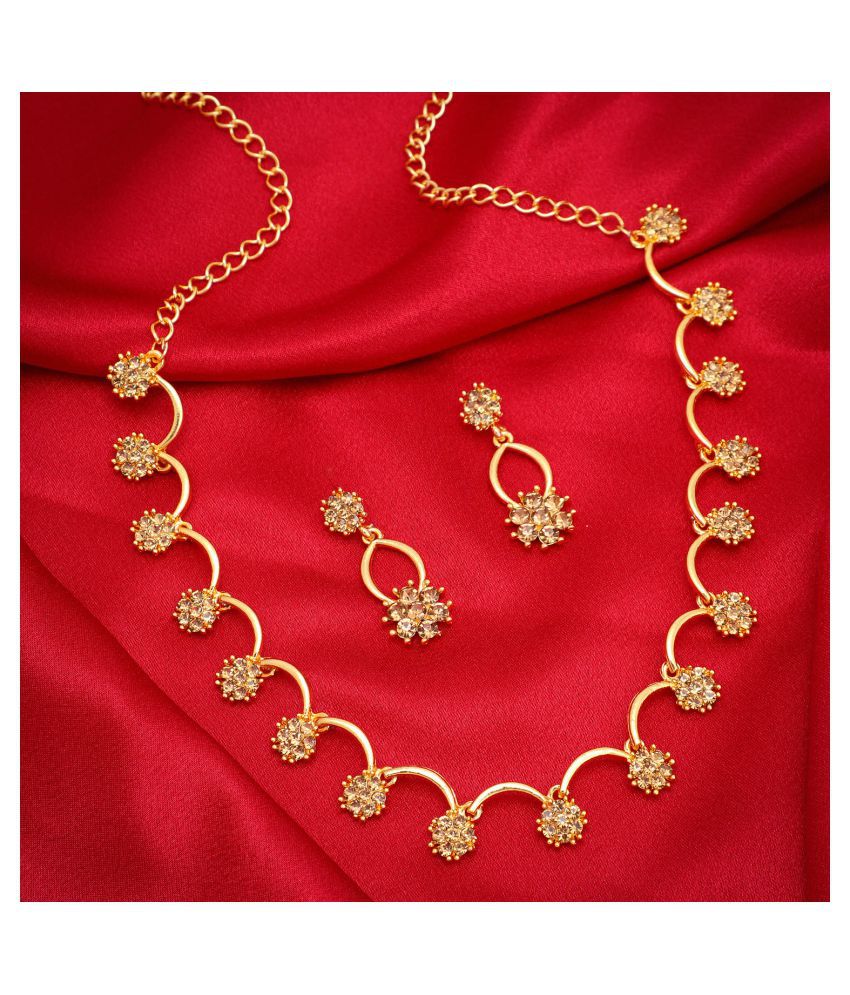     			Sukkhi Alloy Golden Traditional Necklaces Set Collar