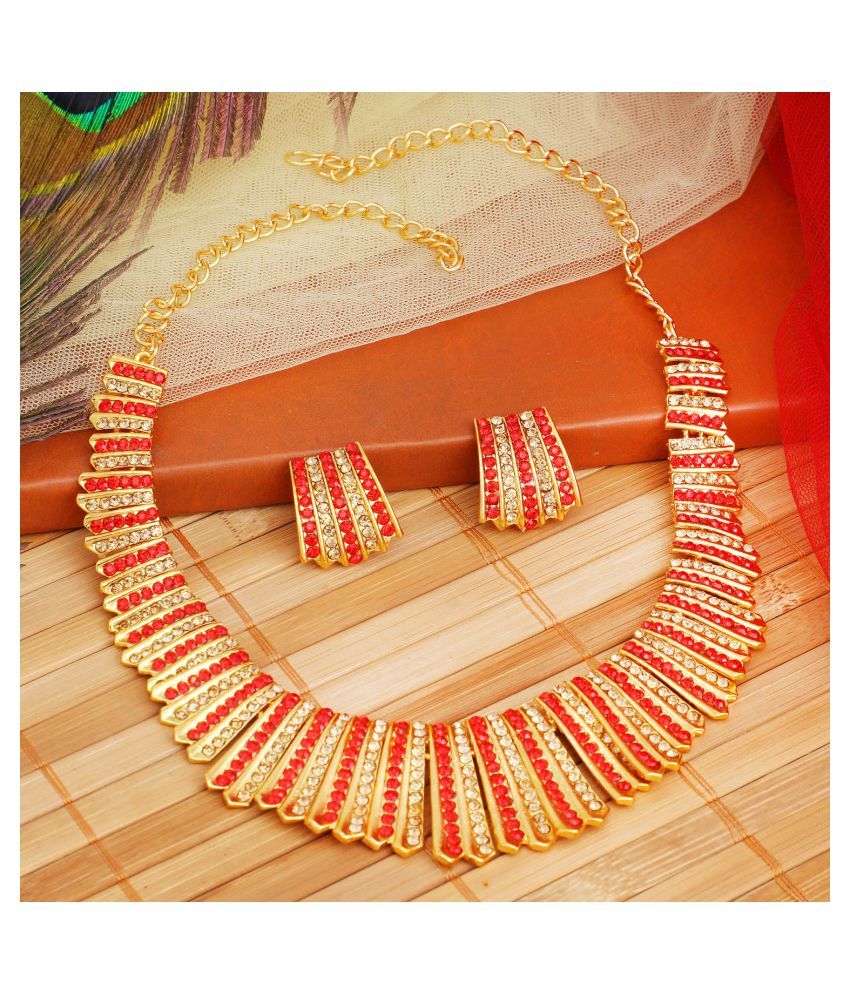     			Sukkhi Alloy Red Traditional Necklaces Set Collar