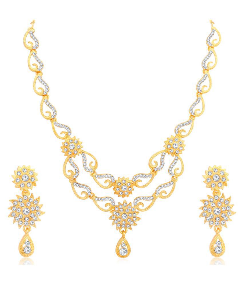     			Sukkhi Alloy White Traditional Necklaces Set Collar