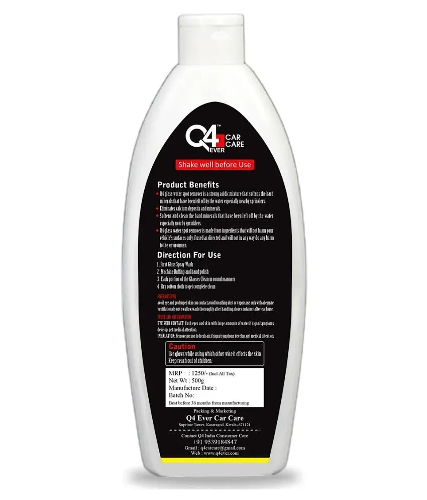 Q4EVER Auto Care Polish Hard Water Spot Remover Liquid Vehicle Glass  Cleaner Price in India - Buy Q4EVER Auto Care Polish Hard Water Spot  Remover Liquid Vehicle Glass Cleaner online at