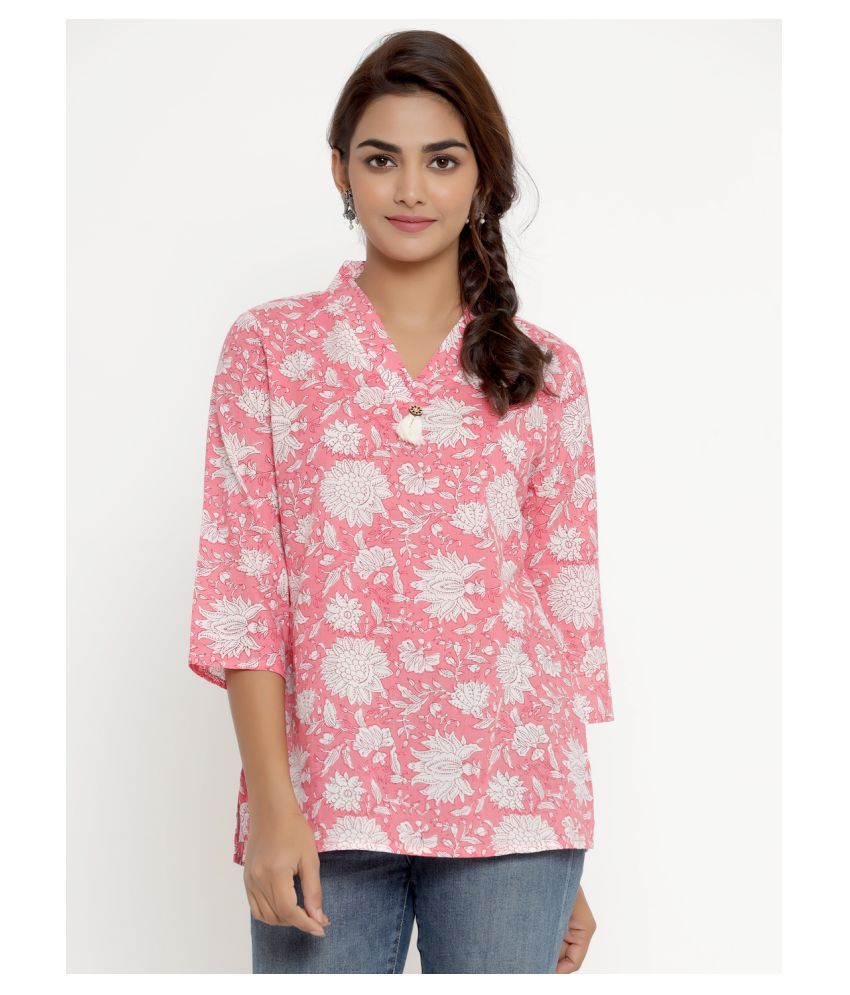     			Angiya Cotton Regular Tops - Pink