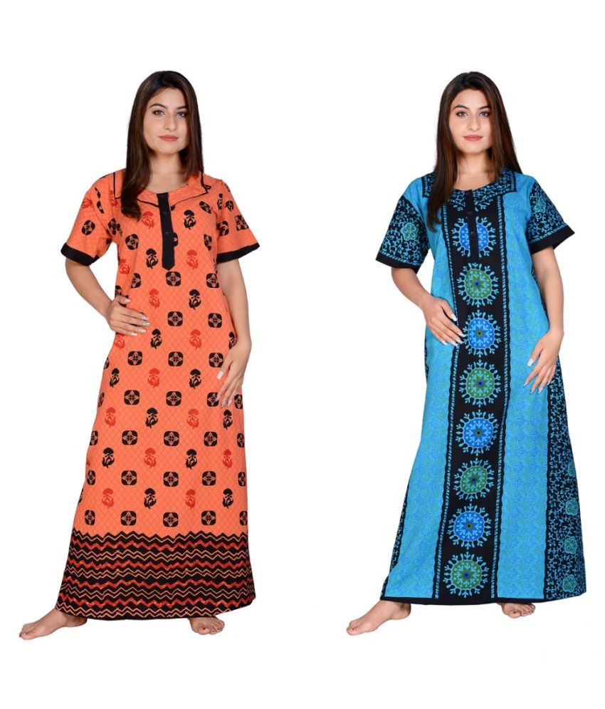     			Apratim Cotton Nighty & Night Gowns - Multi Color Pack of 2