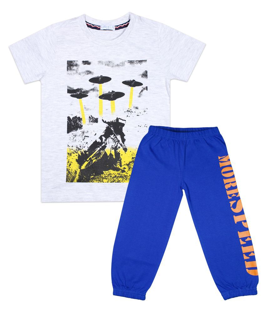     			Luke and Lilly Boys Pack of 1 Printed Cotton T-shirt with Track Pants