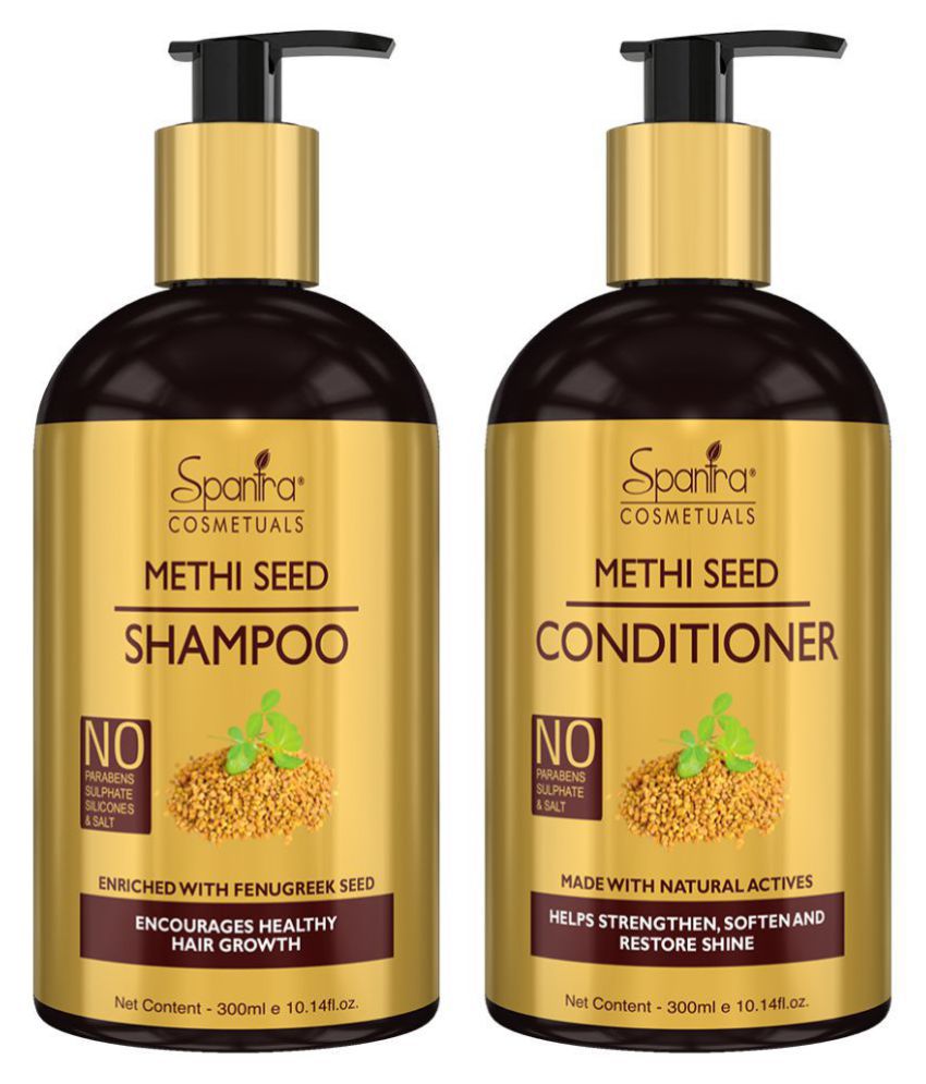 Spantra Methi Seed Enriched With Fenugreek Seed, Made With Natural Actives, Paraben Free, Shampoo + Conditioner 300 mL