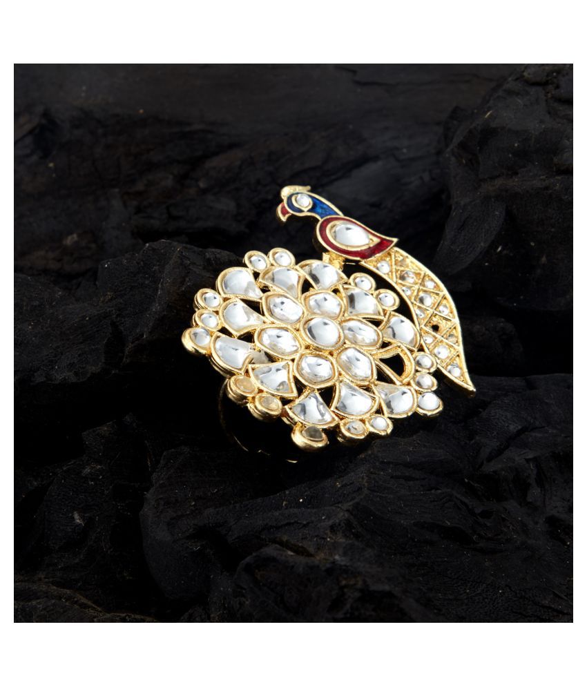     			Sukkhi Spectacular Kundan Gold Plated Meenakari Ring for Women