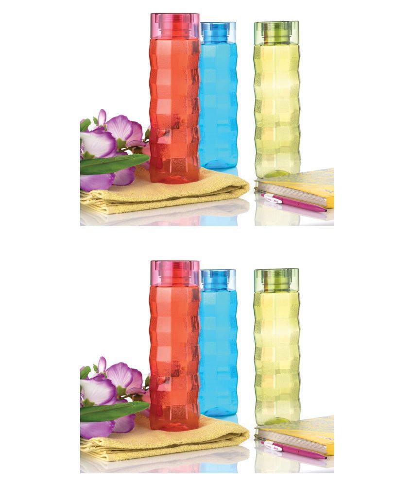     			analog kichenware School, Collage, Office Multicolour 1000 mL Plastic Water Bottle set of 6