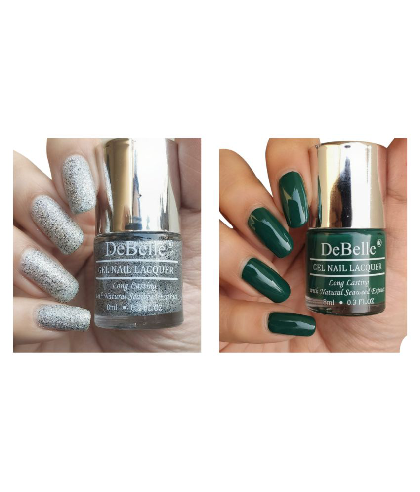     			DeBelle Gel Nail Lacquer Combo Set of 2 Estella (Silver with Black Glitter), Hyacinth Folio (Bottle Green), 16 ml