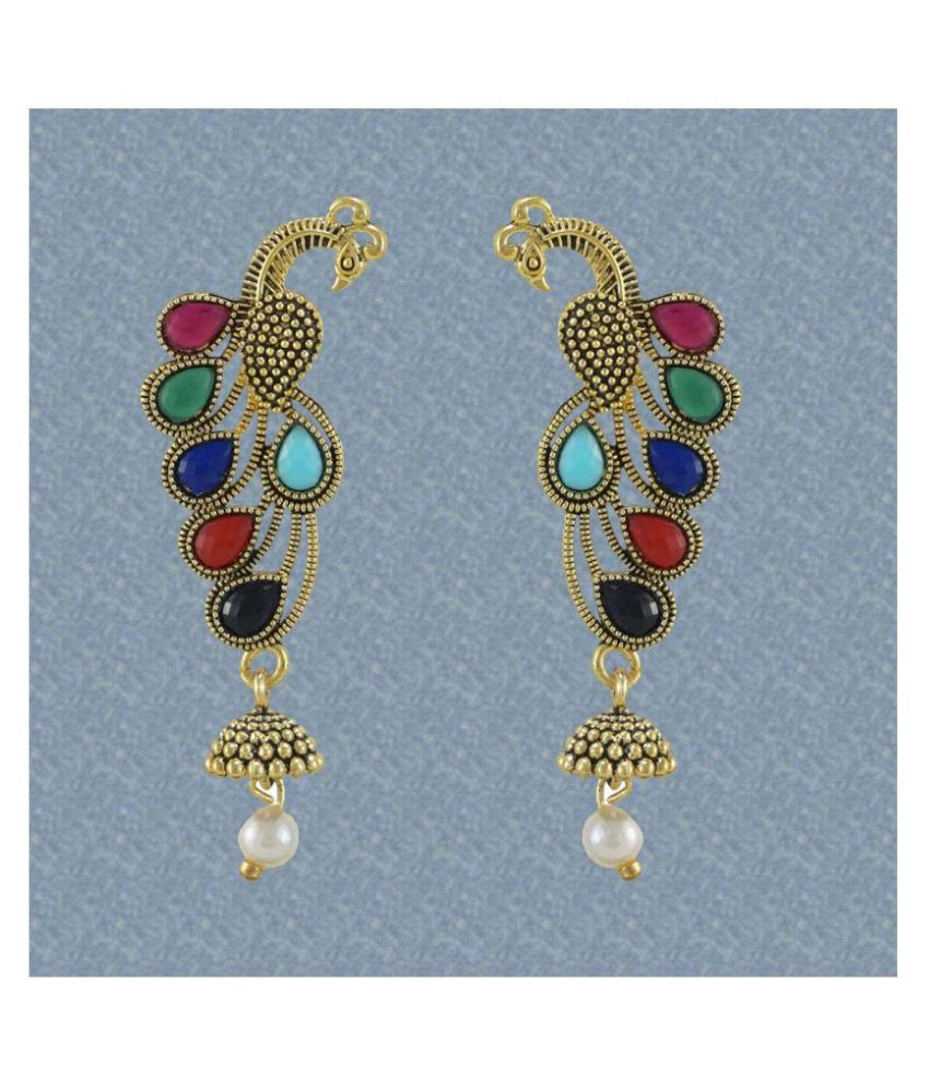     			Happy Stoning Peacock Inspired Multicolor Brass Earrings