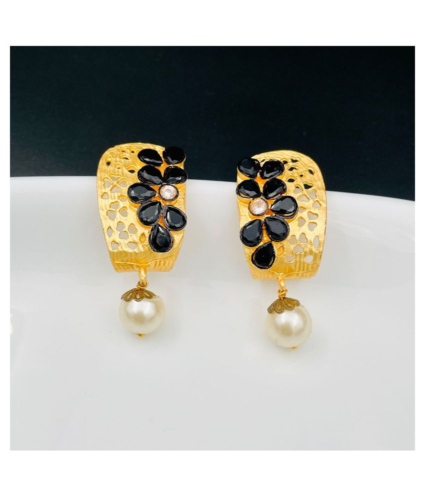 The Jewelbox Copper Gold Plating American diamonds Studded Multi Coloured Earrings