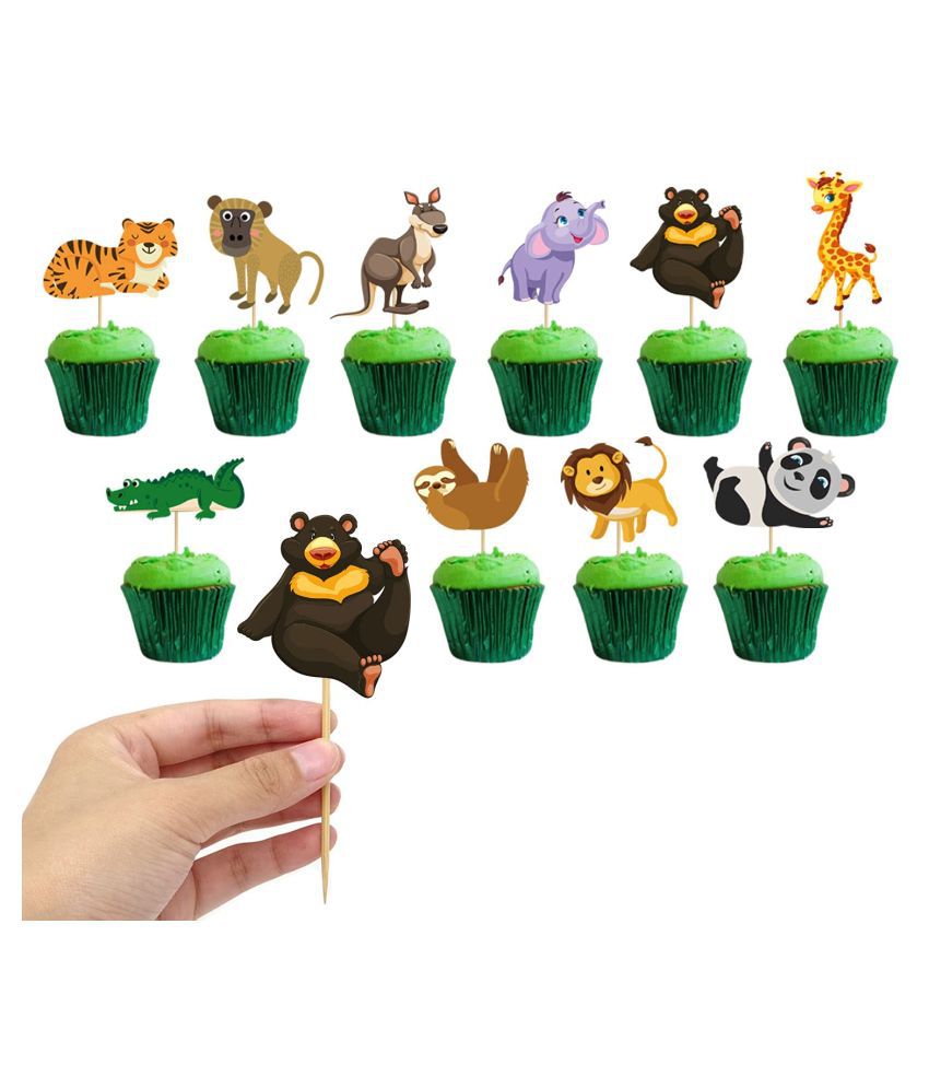     			10 Pcs Animal Safari Jungle Cupcake Toppers Zoo Theme Party Decorations Birthday Party Animals Cake Picks Baby Shower Supplies Kids Forest Themed Party Decoration Animals