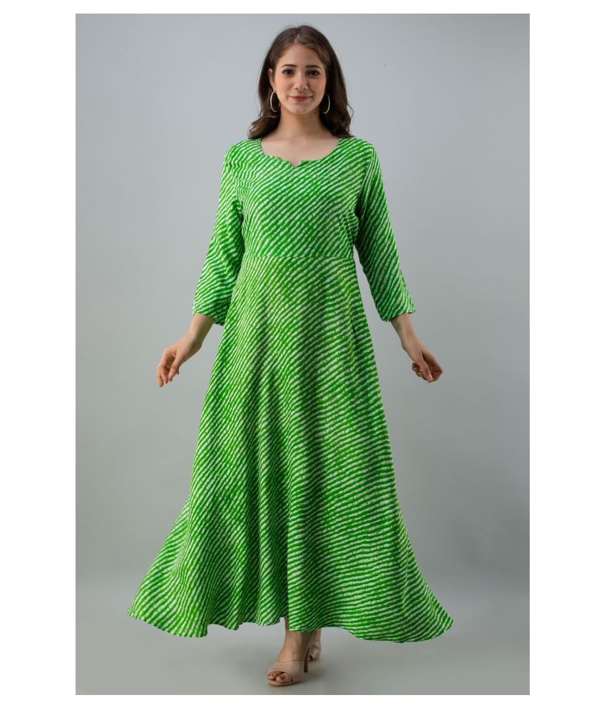     			Frionkandy - Green Rayon Women's Anarkali Kurti ( Pack of 1 )