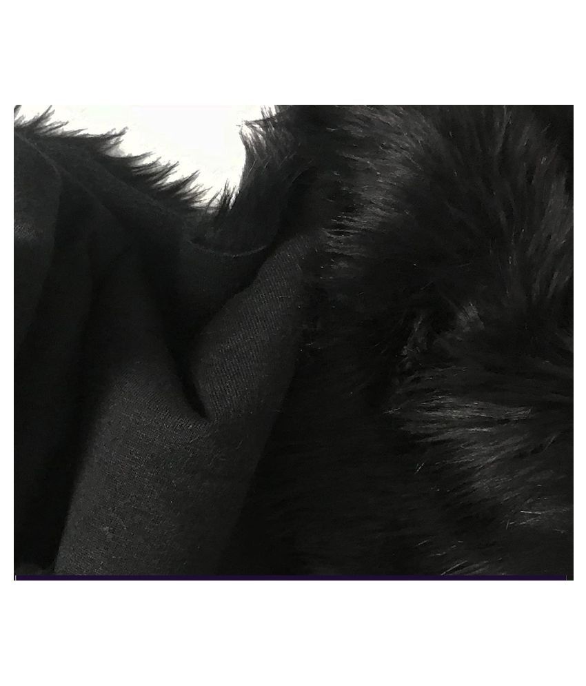     			PRANSUNITA Soft Long Hair Fur Cloth : Size - 38" x 32" Inches : Length 9cm Approx.| Black | for Used in Dresses, Decorations, Art and Craft, Photo , Selfie Props , toys making and other Crafting work