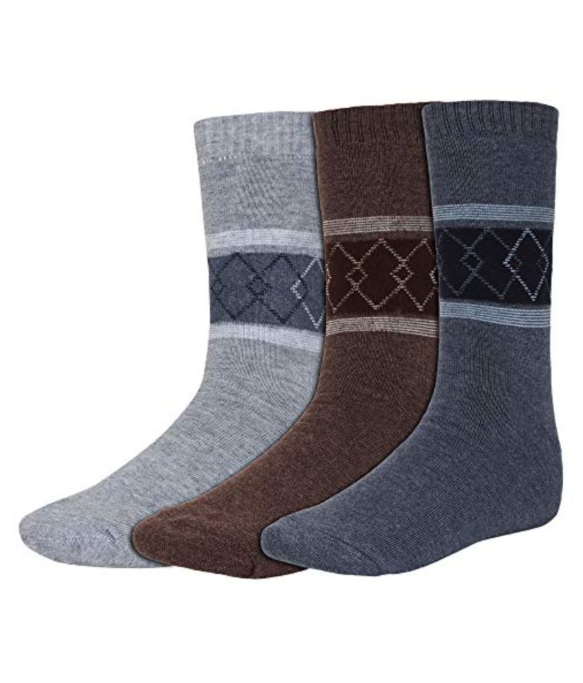 Creature - Woollen Men's Printed Multicolor Mid Length Socks ( Pack of 3 )