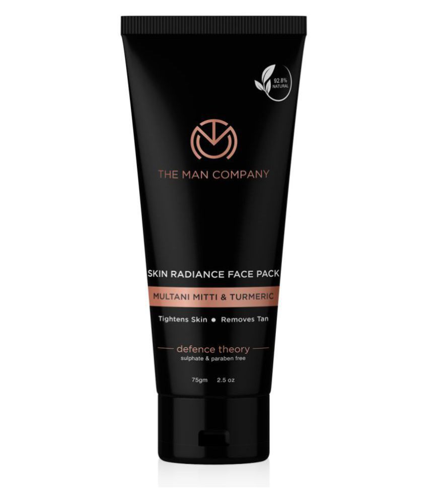 The Man Company Skin Brightening Tan Removal Face Pack with Multani Mitti & Turmeric | Glowing Skin, Rich in Vitamin C - 75gm
