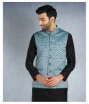 Hangup Blue Polyester Blend Nehru Jacket Single Pack