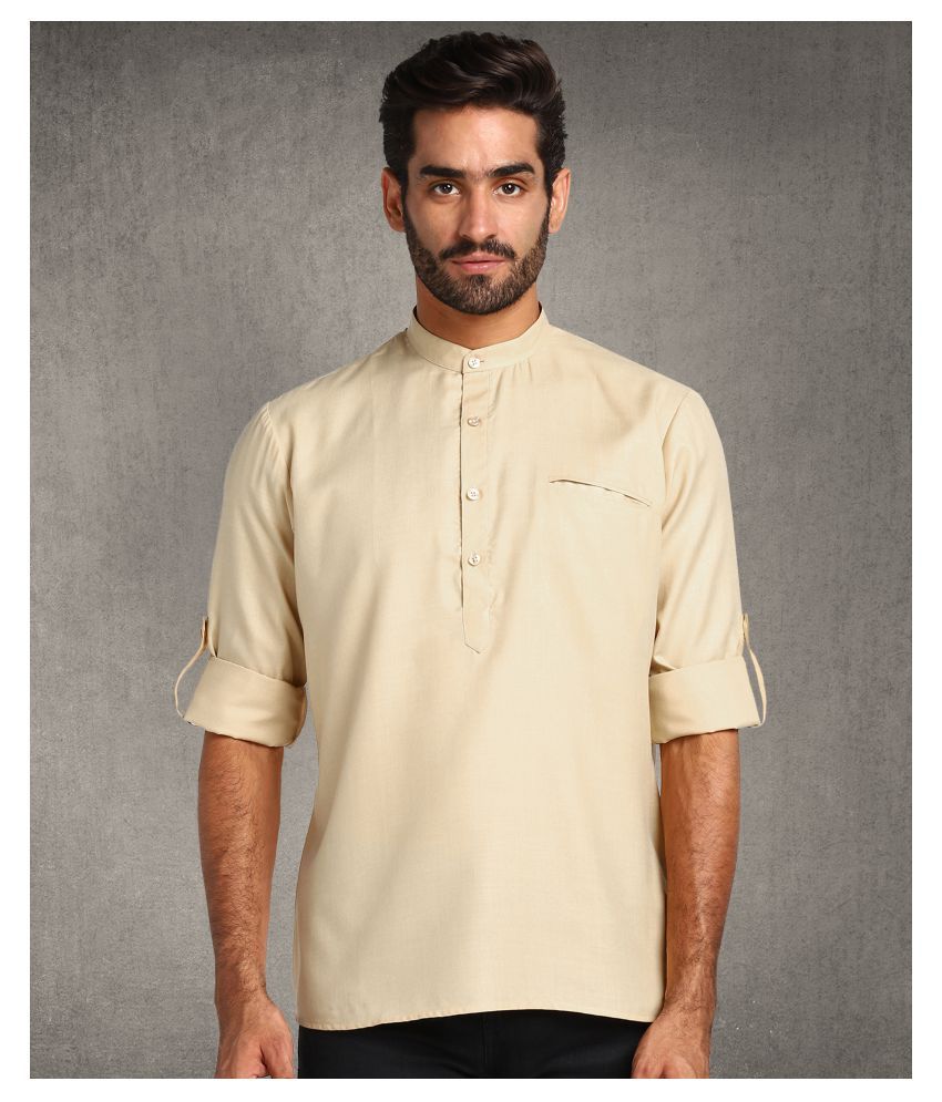     			Hangup Khaki Polyester Blend Kurta Single