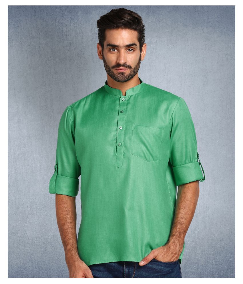     			Hangup Light Green Polyester Blend Kurta Single