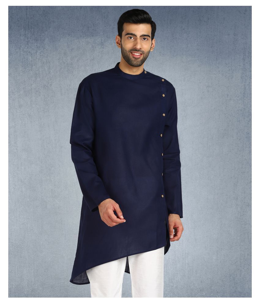     			Hangup Navy Polyester Blend Kurta Single