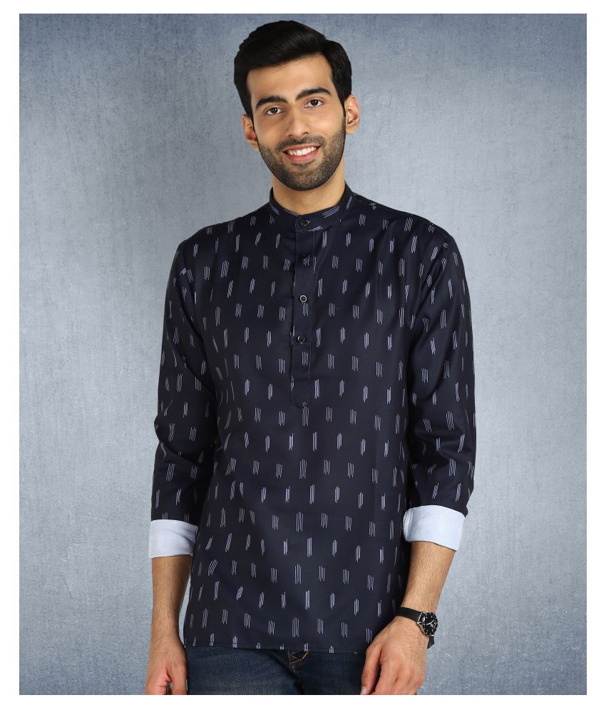     			Hangup Navy Rayon Kurta Single