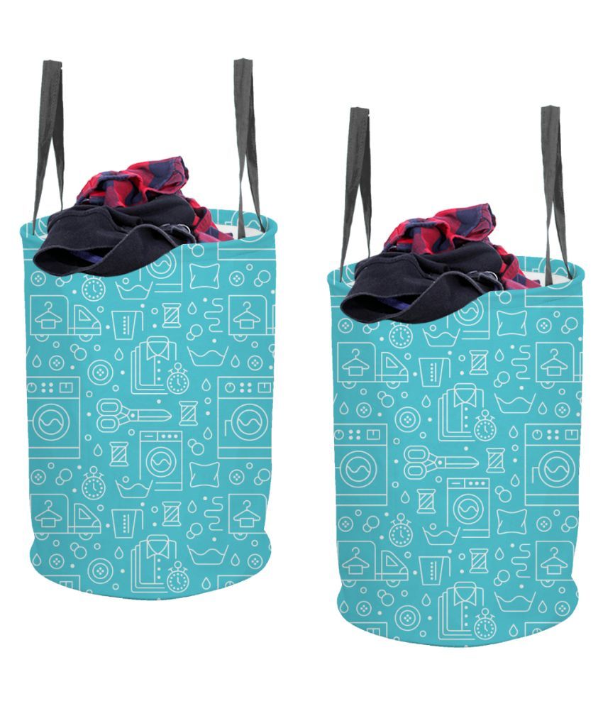     			PrettyKrafts Laundry Basket for Clothes with Handles Round shape without lid (45 LTR) Pack of 2