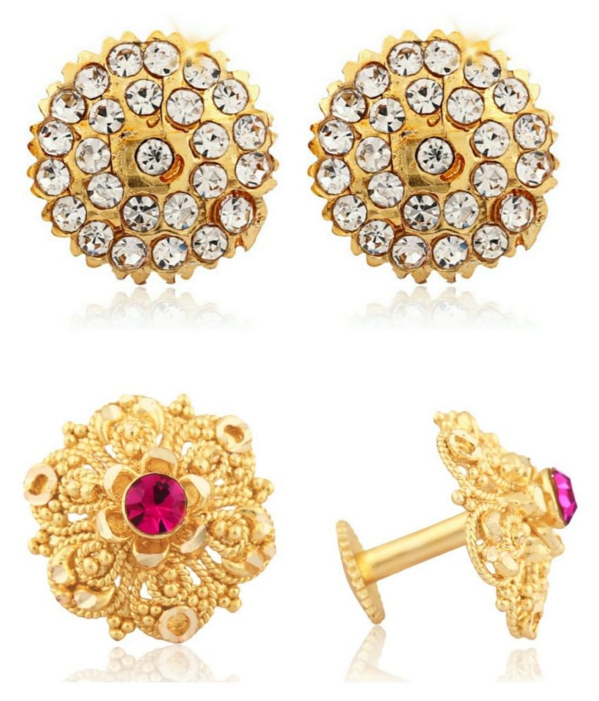     			Vighnaharta Traditional South Culture Alloy Gold Plated Stud Earring Combo set ( Pack of- 2 Pair Earrings)