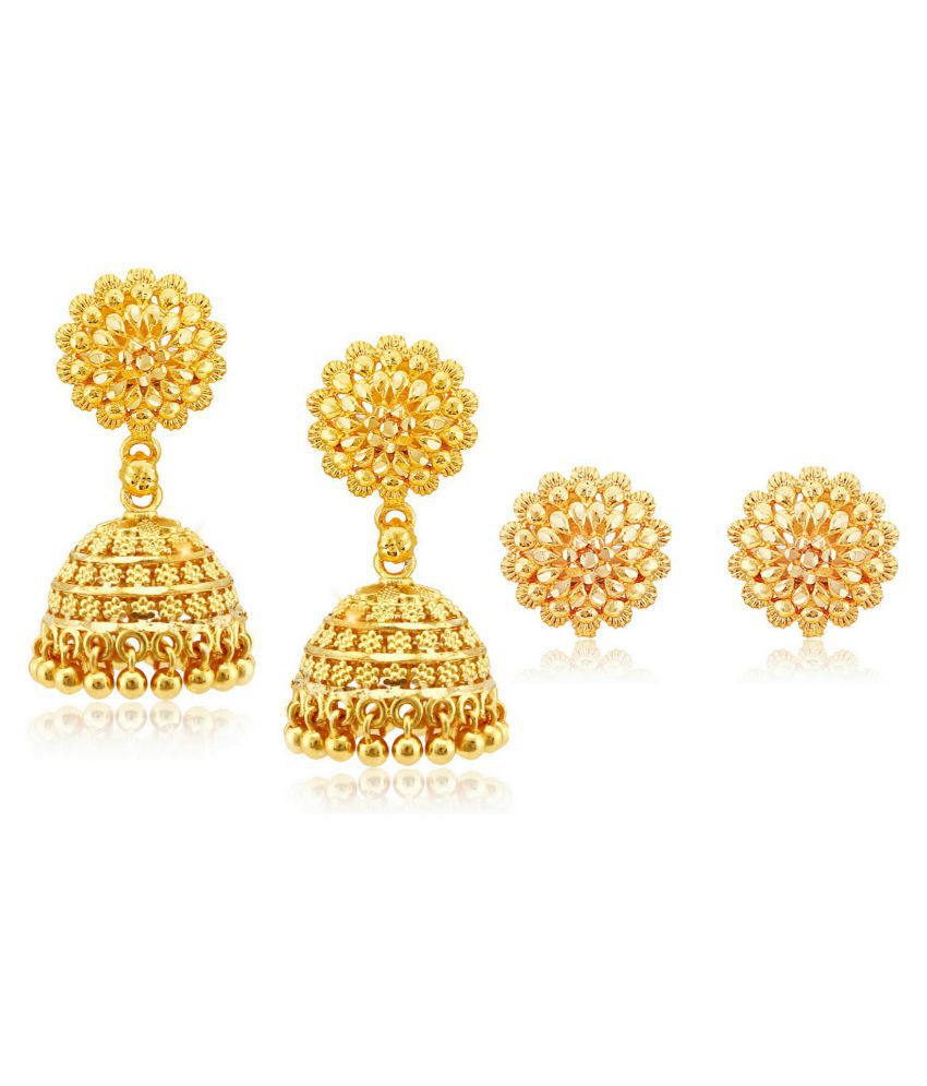     			Vighnaharta Traditional South Screw Back Alloy Gold Plated Jhumki and Stud Earring Combo set for Women and Girls