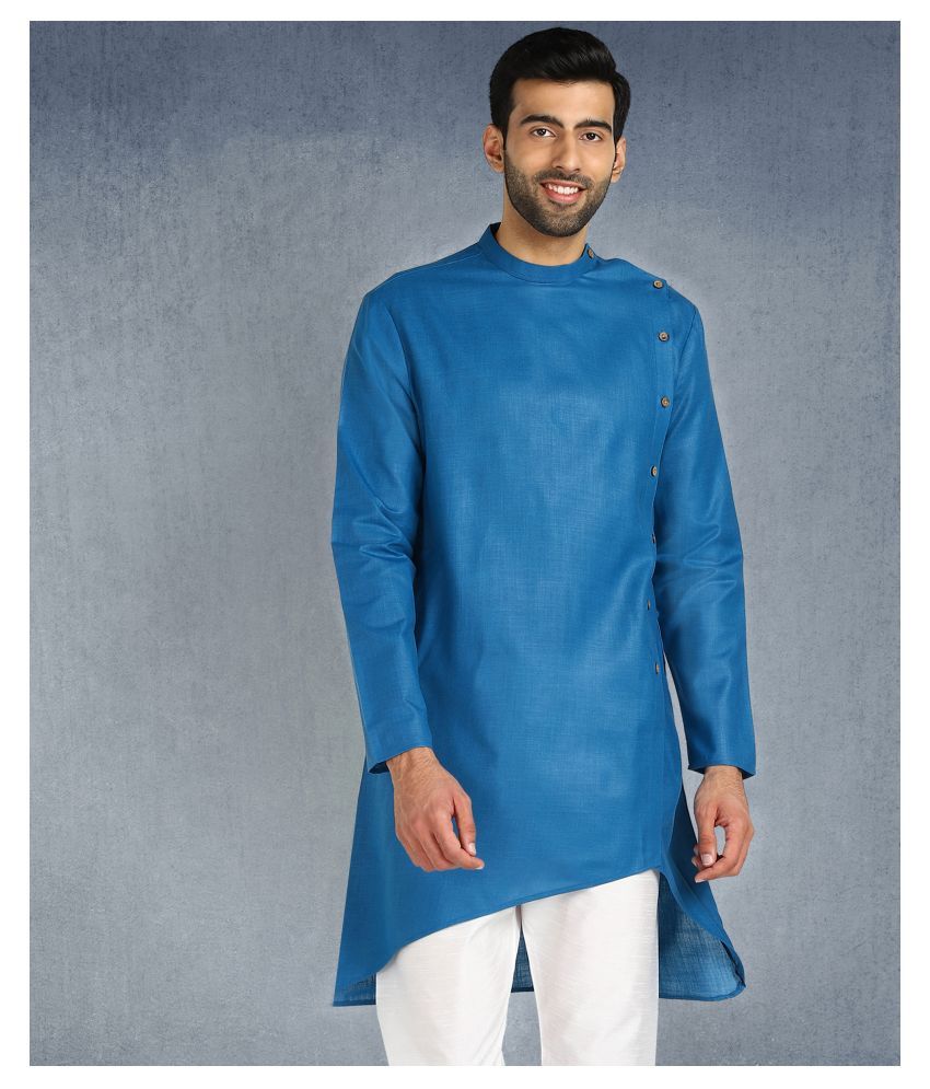     			Hangup - Blue Cotton Men's Asymmetrical Kurta ( Pack of 1 )