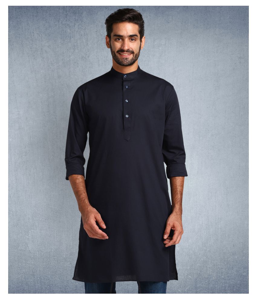     			Hangup Navy Cotton Kurta Single