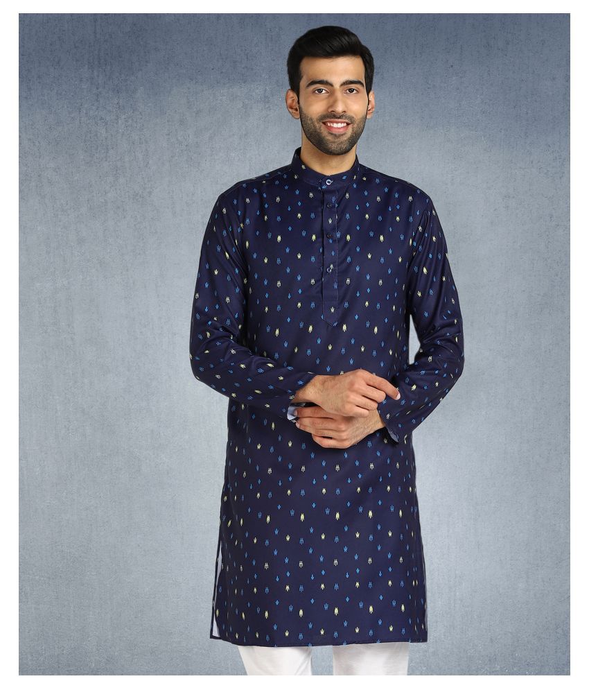     			Hangup Navy Cotton Kurta Single