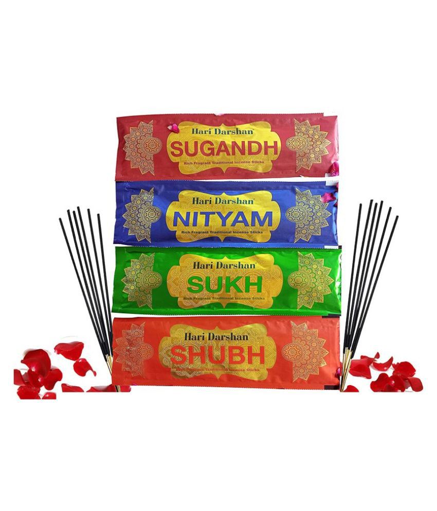 Hari Darshan Combo Agarbatti | Sugandh | Nityam | Sukh | Shubh | Rich Fragrant Traditional Incense Sticks - (Pack of 12, Each of 3 Packet)